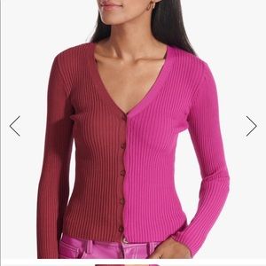 Staud Cargo Cardigan Colorblock Fuschia